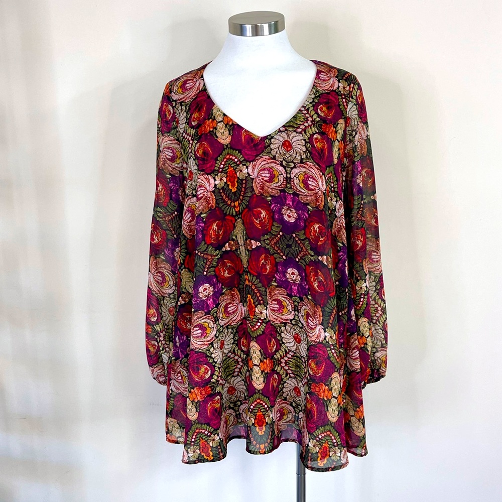 Show Me Your Mumu mosaic print long sleeve dress Small